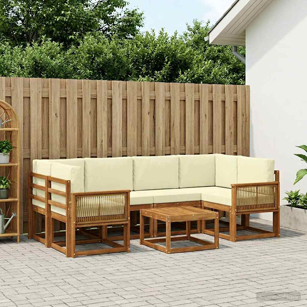 Buiten bankenset met kussen 7 pcs Natuurlijk en Crème Polyester is nu te koop bij PeponiXL, paradijselijk wonen!