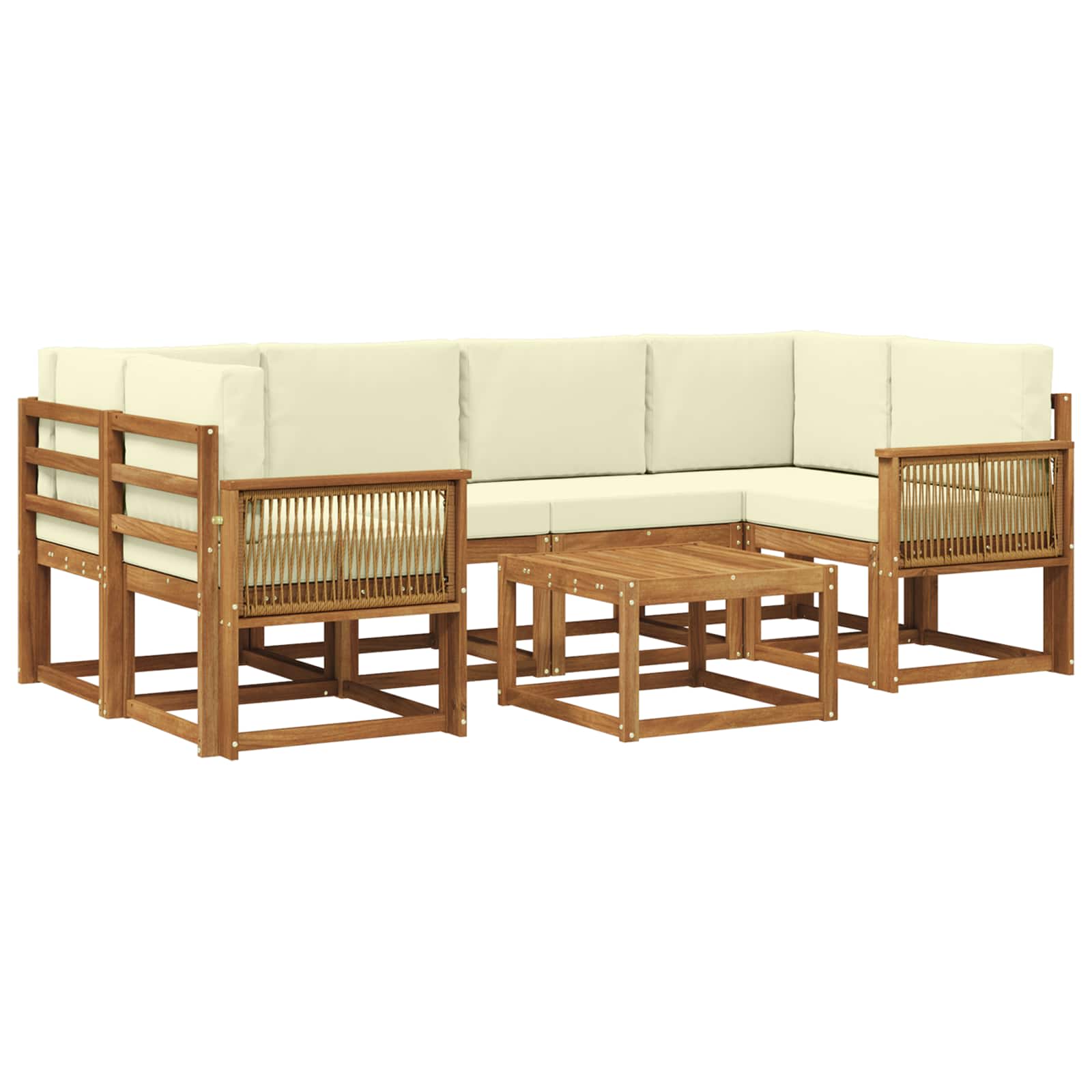 Buiten bankenset met kussen 7 pcs Natuurlijk en Crème Polyester is nu te koop bij PeponiXL, paradijselijk wonen!