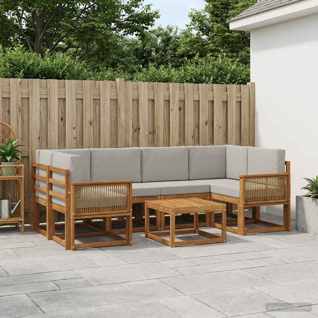 Buiten bankenset 7 pcs Naturel en lichtgrijs Polyester is nu te koop bij PeponiXL, paradijselijk wonen!