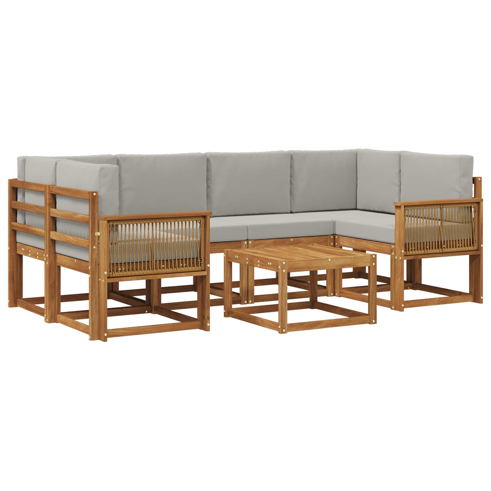 Buiten bankenset 7 pcs Naturel en lichtgrijs Polyester is nu te koop bij PeponiXL, paradijselijk wonen!