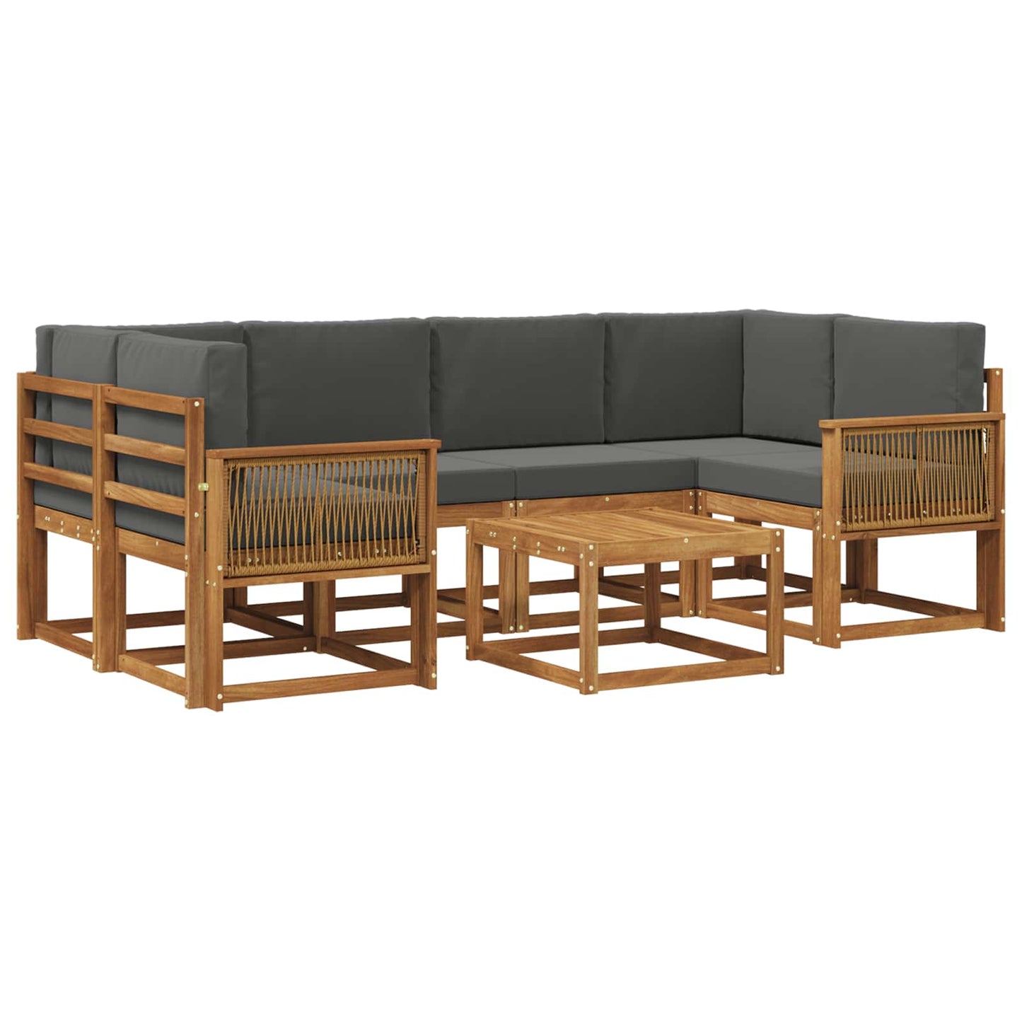 Buiten bankenset 7 pcs Natuurlijk en Antraciet Polyester is nu te koop bij PeponiXL, paradijselijk wonen!