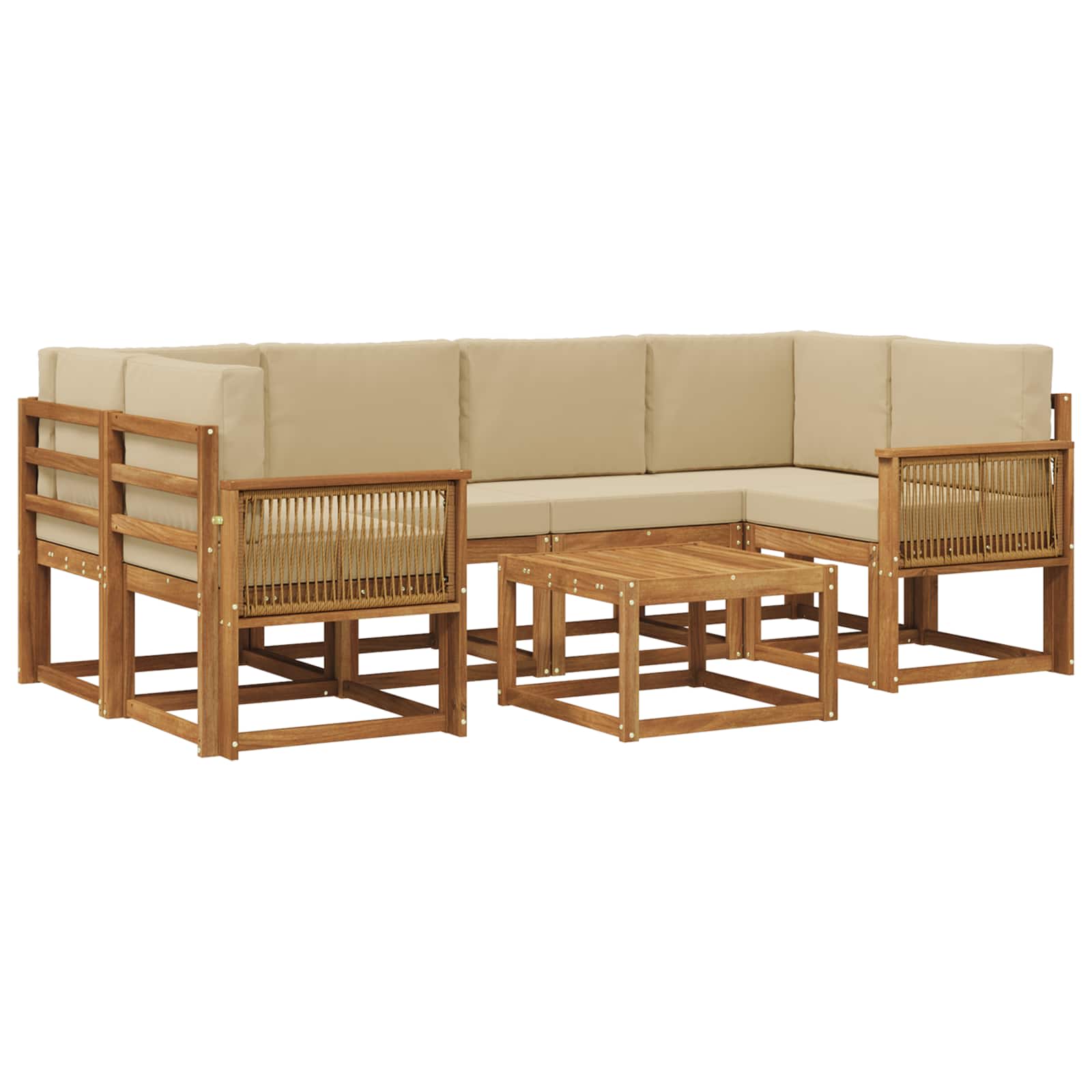 Buiten bankenset met kussen 7 pcs Natuurlijk en Beige Polyester is nu te koop bij PeponiXL, paradijselijk wonen!