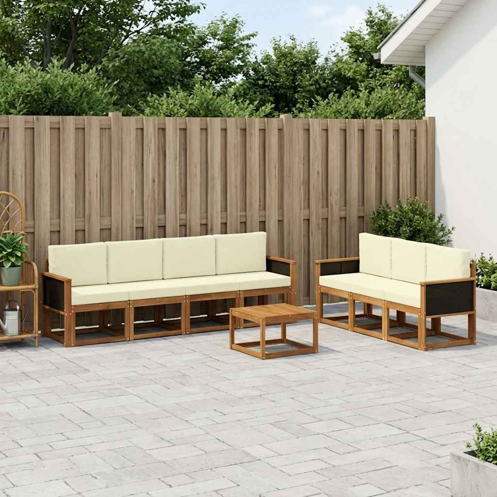 Buiten bankenset met kussen 7 pcs Natuurlijk en Crème is nu te koop bij PeponiXL, paradijselijk wonen!