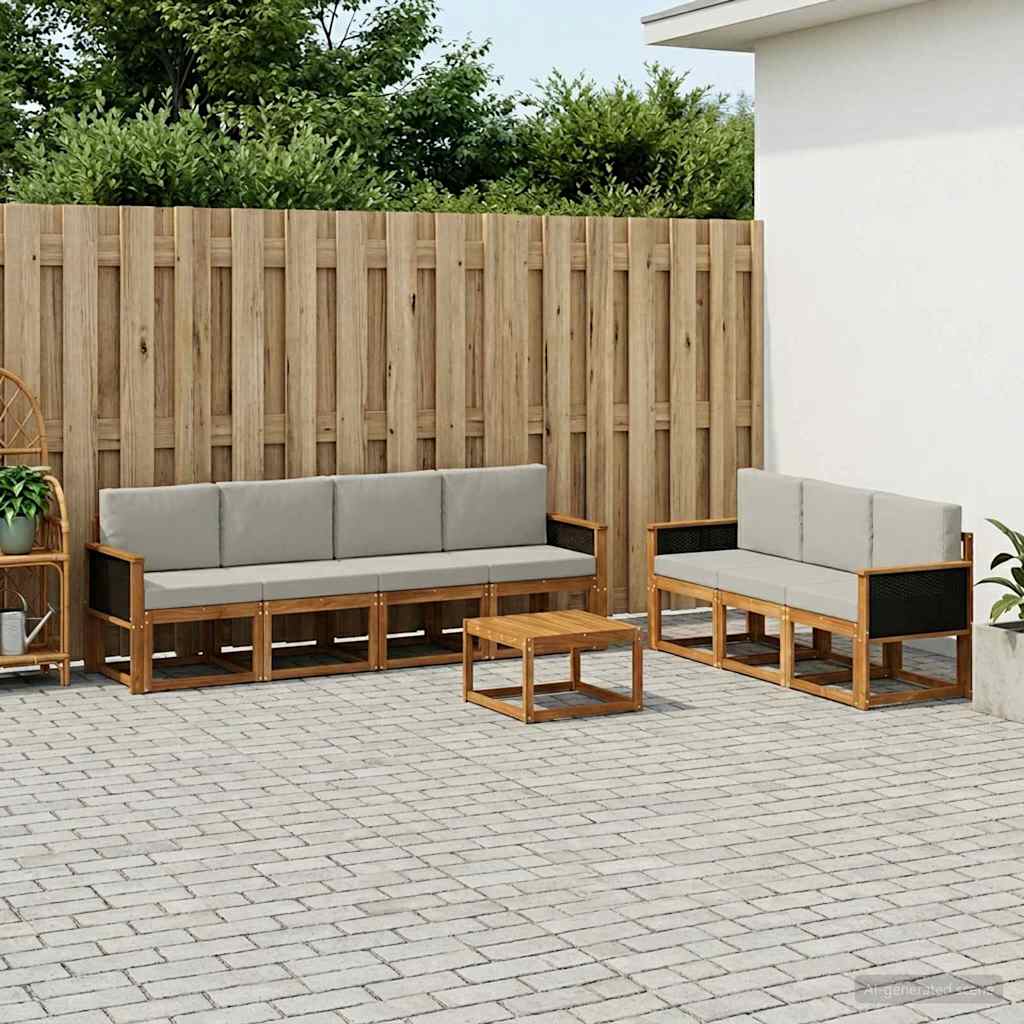 Buiten bankenset met kussen 7 pcs Naturel en lichtgrijs is nu te koop bij PeponiXL, paradijselijk wonen!