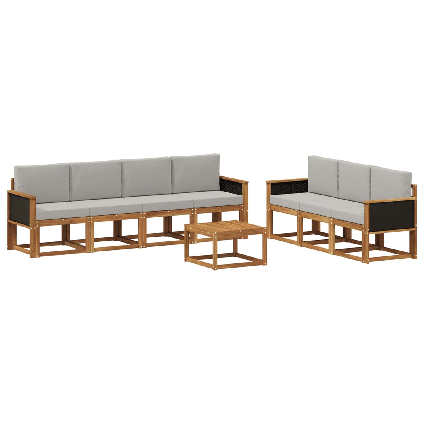Buiten bankenset met kussen 7 pcs Naturel en lichtgrijs is nu te koop bij PeponiXL, paradijselijk wonen!