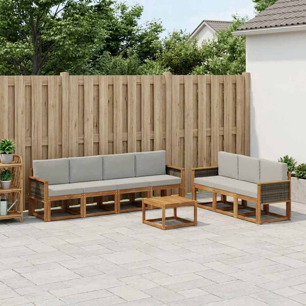 Buiten bankenset met kussen 7 pcs Naturel en lichtgrijs is nu te koop bij PeponiXL, paradijselijk wonen!