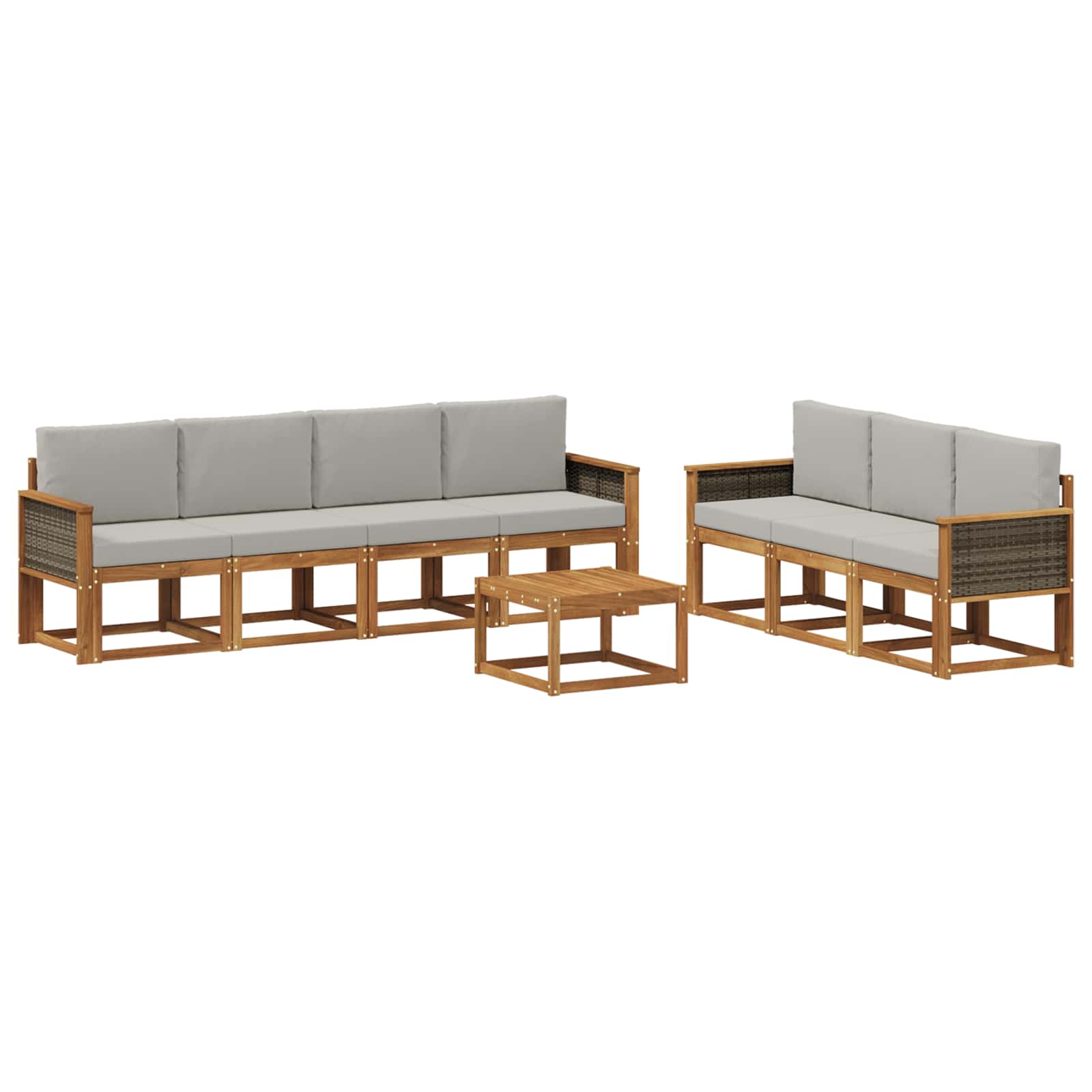 Buiten bankenset met kussen 7 pcs Naturel en lichtgrijs is nu te koop bij PeponiXL, paradijselijk wonen!