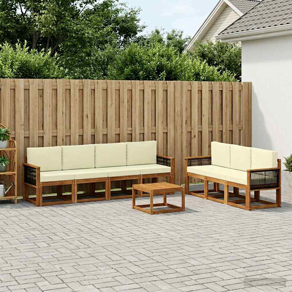 Buiten bankenset met kussen 7 pcs Natuurlijk en Crème is nu te koop bij PeponiXL, paradijselijk wonen!