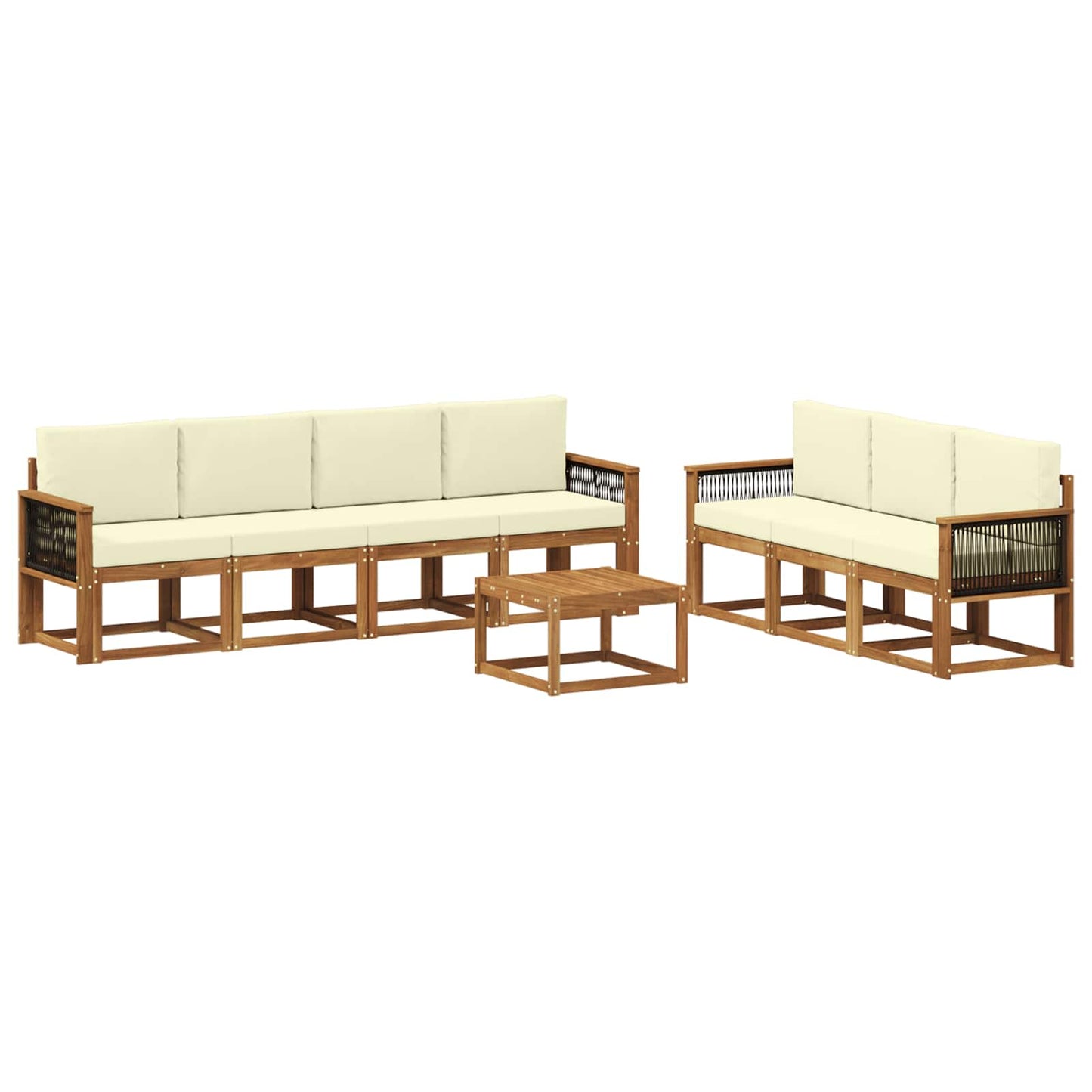 Buiten bankenset met kussen 7 pcs Natuurlijk en Crème is nu te koop bij PeponiXL, paradijselijk wonen!