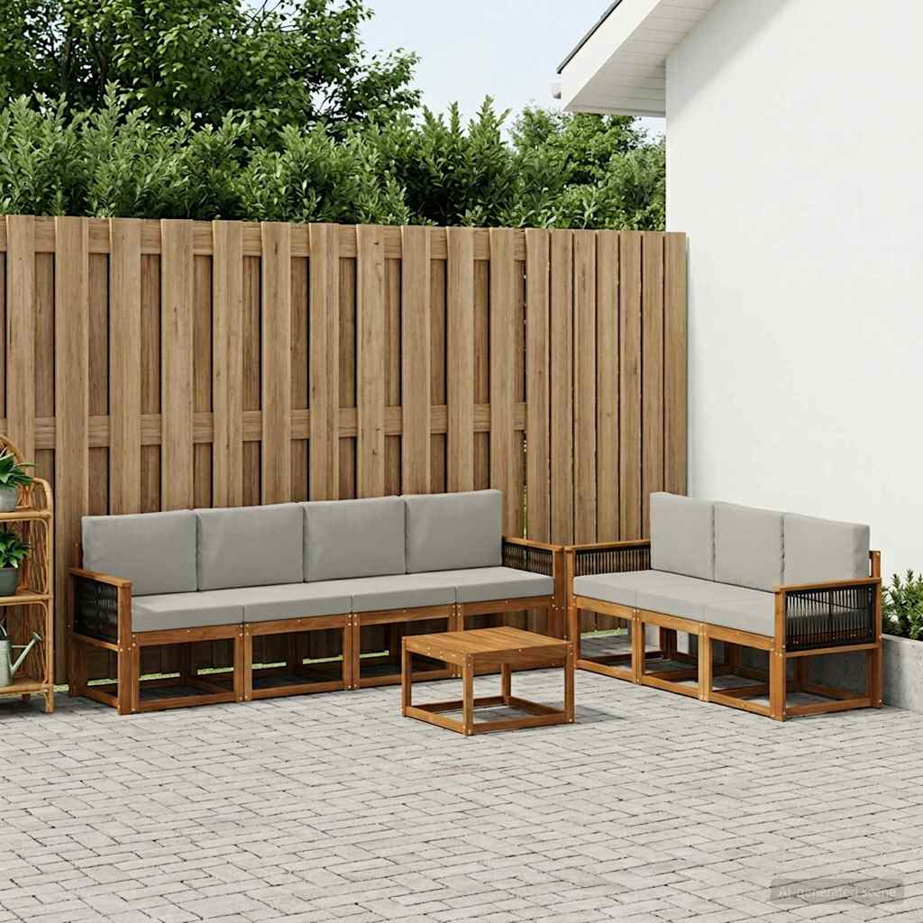 Buiten bankenset met kussen 7 pcs Naturel en lichtgrijs is nu te koop bij PeponiXL, paradijselijk wonen!