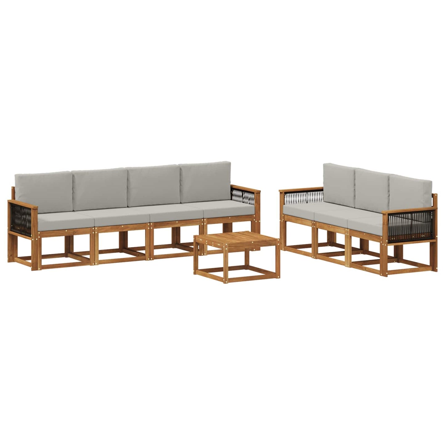 Buiten bankenset met kussen 7 pcs Naturel en lichtgrijs is nu te koop bij PeponiXL, paradijselijk wonen!