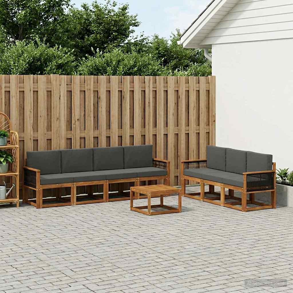 Buiten bankenset met kussen 7 pcs Natuurlijk en Antraciet is nu te koop bij PeponiXL, paradijselijk wonen!