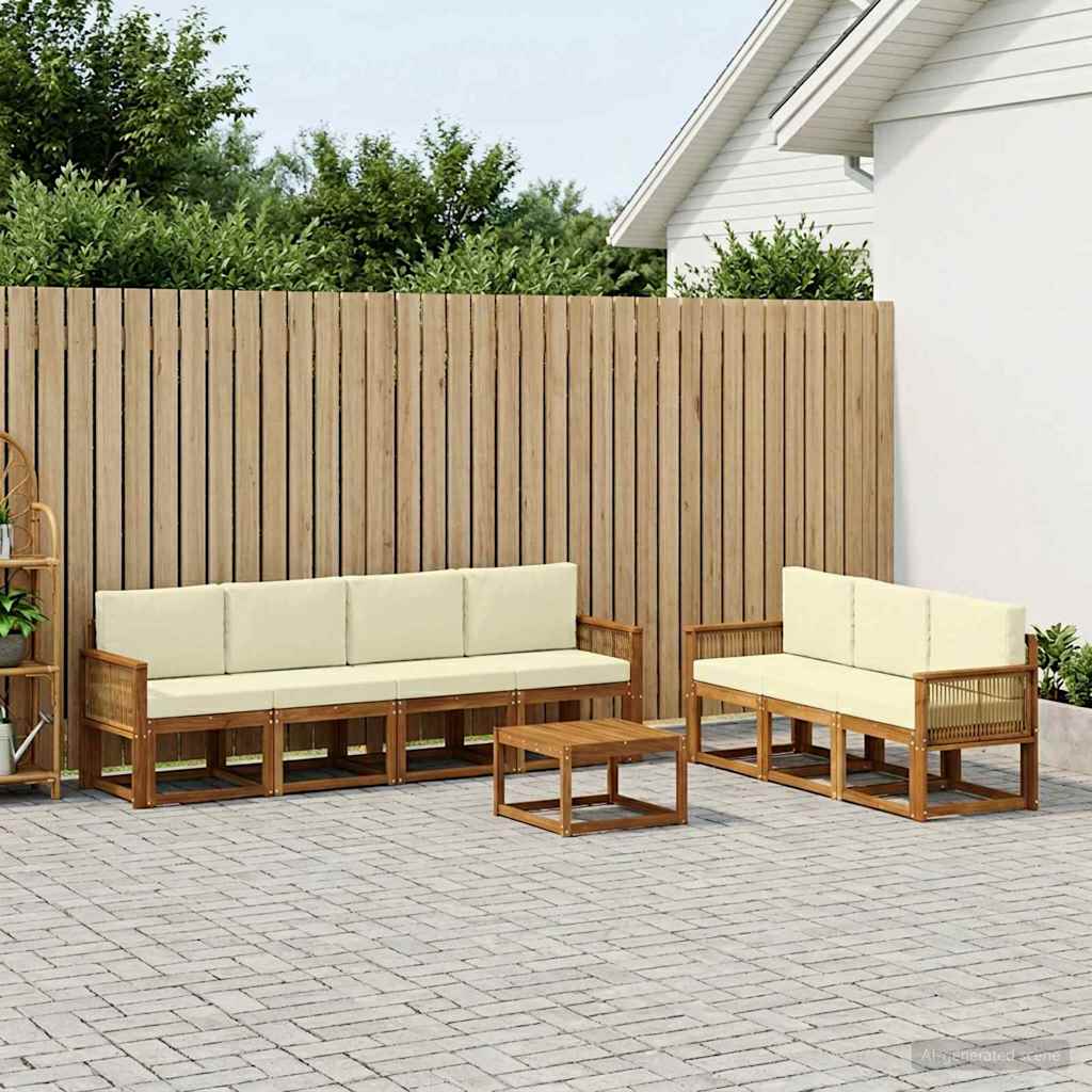 Buiten bankenset met kussen 8 pcs Natuurlijk en Crème Polyester is nu te koop bij PeponiXL, paradijselijk wonen!