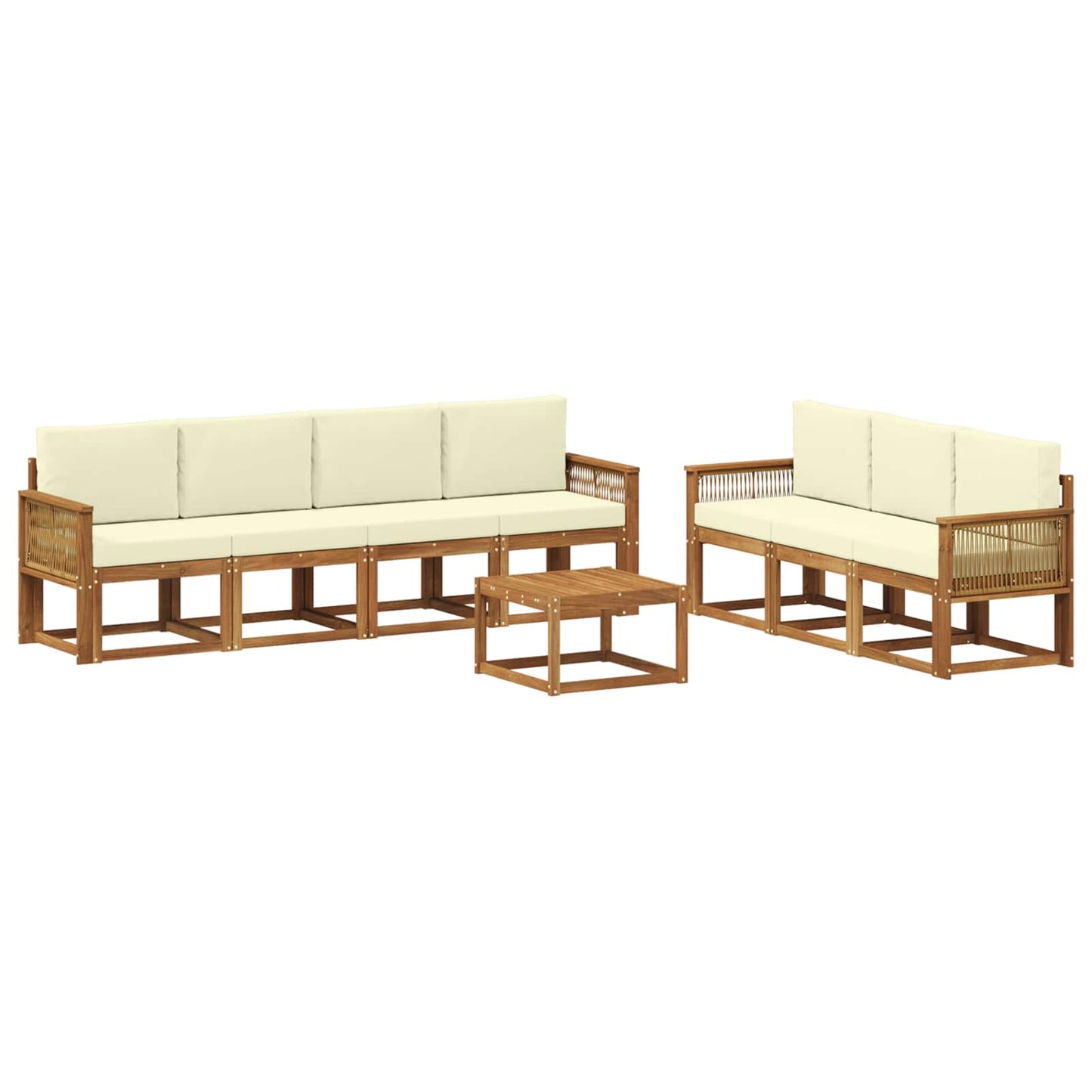 Buiten bankenset met kussen 8 pcs Natuurlijk en Crème Polyester is nu te koop bij PeponiXL, paradijselijk wonen!
