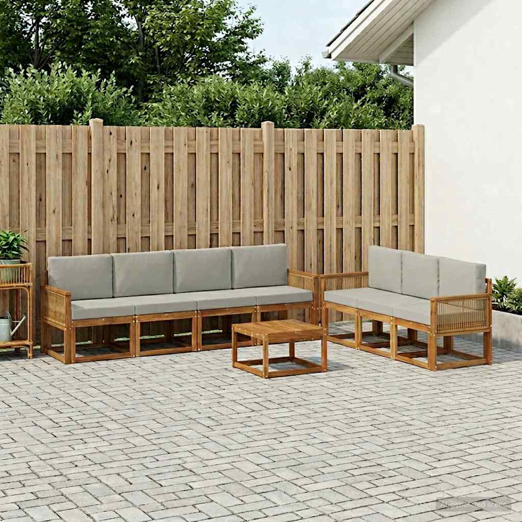 Buiten bankenset 8 pcs Naturel en lichtgrijs Polyester is nu te koop bij PeponiXL, paradijselijk wonen!
