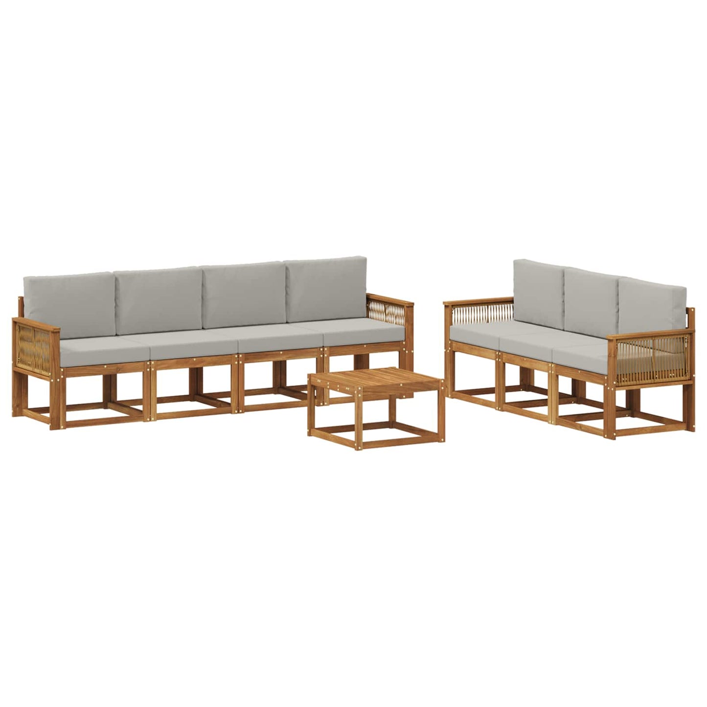 Buiten bankenset 8 pcs Naturel en lichtgrijs Polyester is nu te koop bij PeponiXL, paradijselijk wonen!
