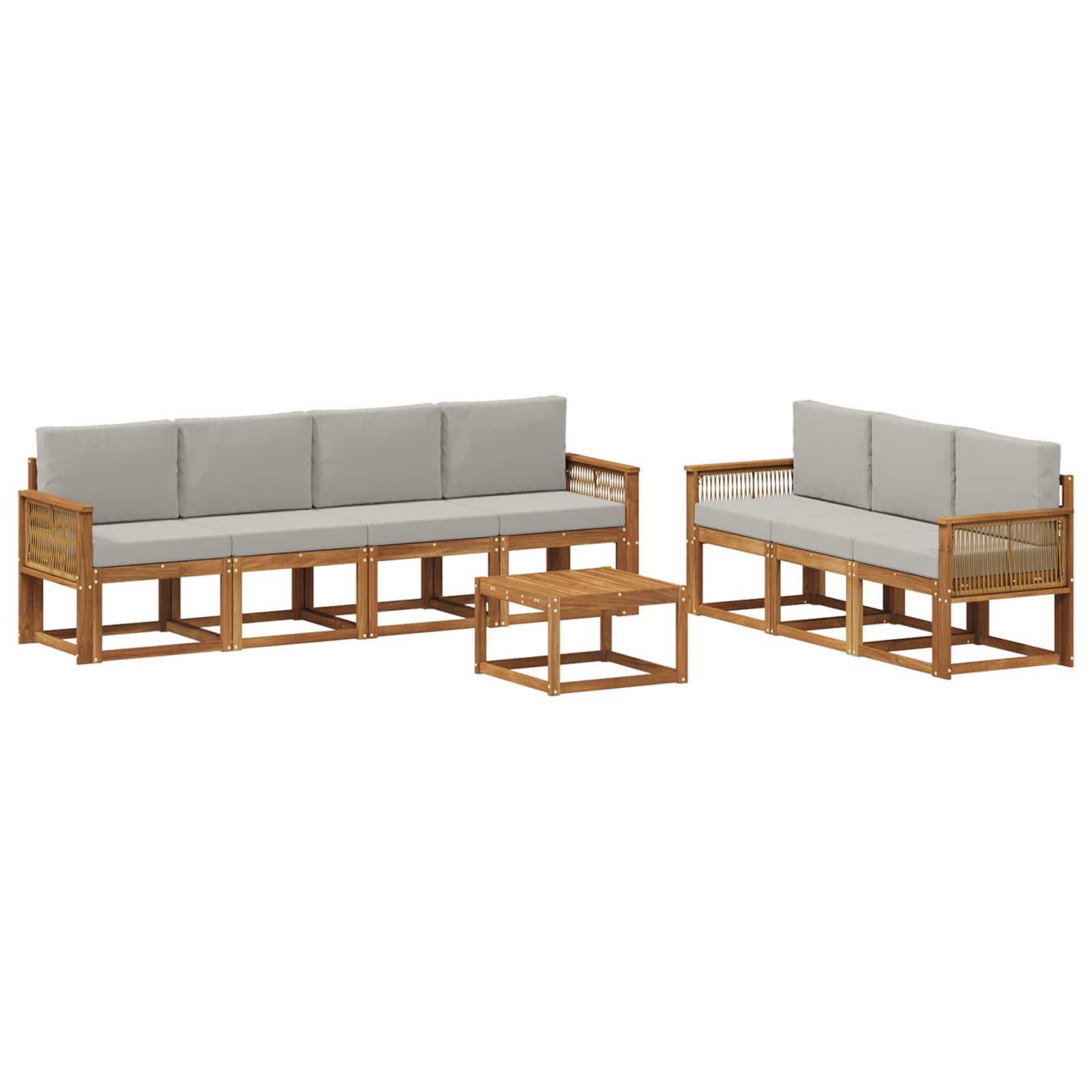 Buiten bankenset 8 pcs Naturel en lichtgrijs Polyester is nu te koop bij PeponiXL, paradijselijk wonen!