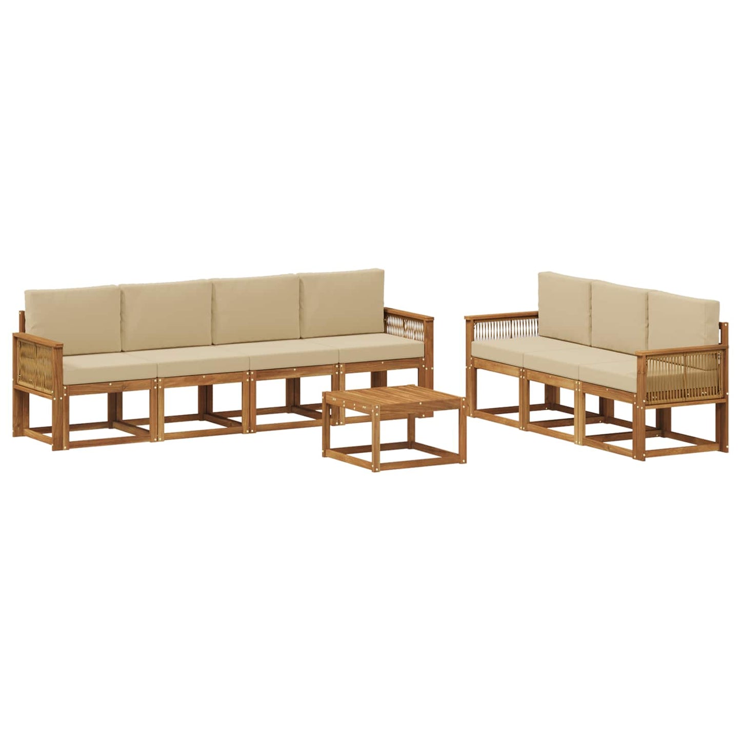 Buiten bankenset met kussen 8 pcs Natuurlijk en Beige Polyester is nu te koop bij PeponiXL, paradijselijk wonen!
