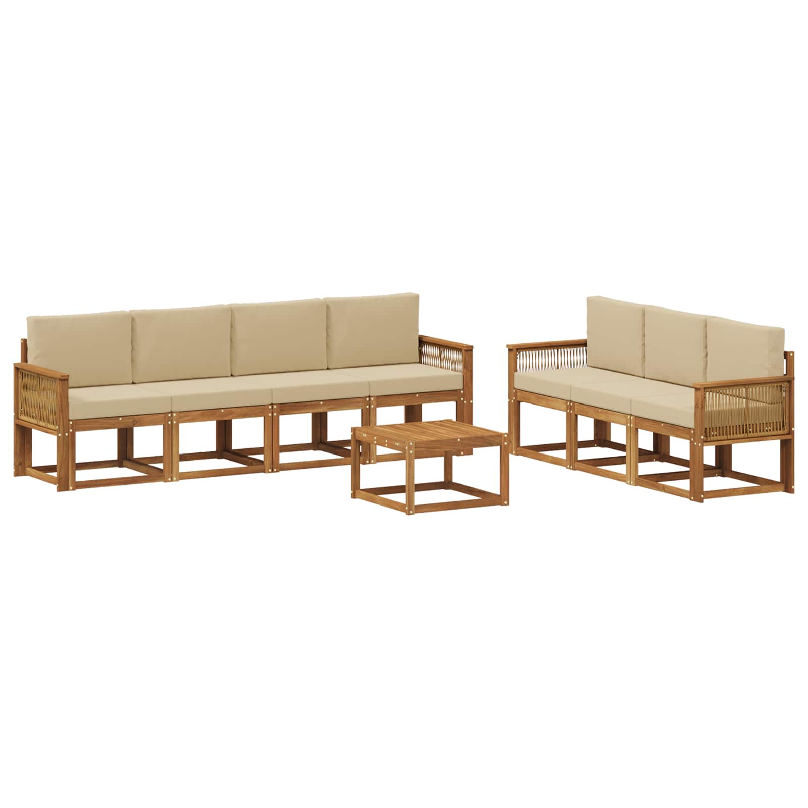 Buiten bankenset met kussen 8 pcs Natuurlijk en Beige Polyester is nu te koop bij PeponiXL, paradijselijk wonen!