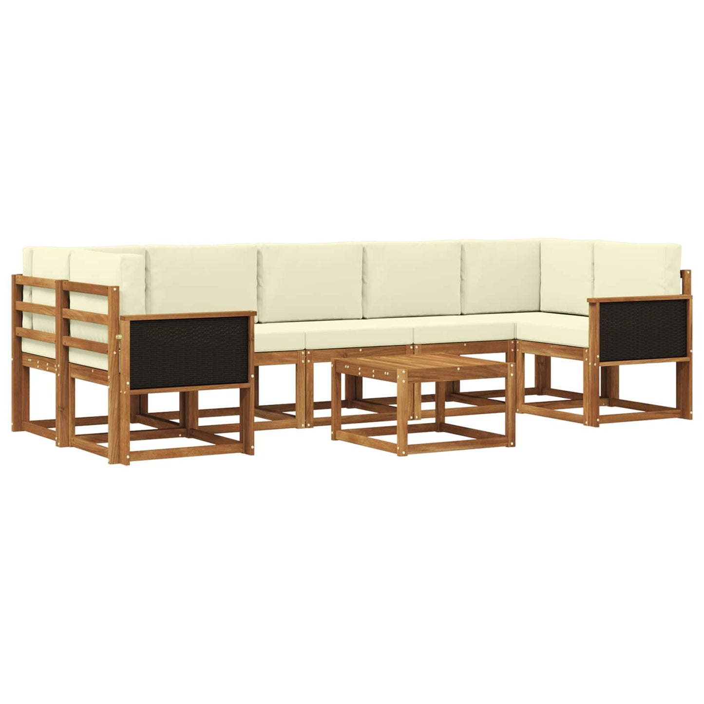 Buiten bankenset met kussen 6 pcs Natuurlijk en Crème is nu te koop bij PeponiXL, paradijselijk wonen!