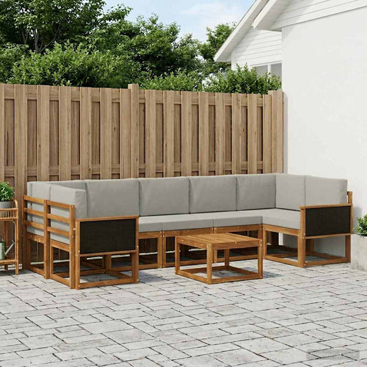 Buiten bankenset met kussen 6 pcs Naturel en lichtgrijs is nu te koop bij PeponiXL, paradijselijk wonen!