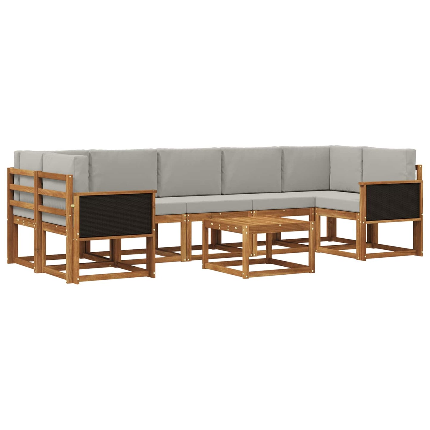 Buiten bankenset met kussen 6 pcs Naturel en lichtgrijs is nu te koop bij PeponiXL, paradijselijk wonen!