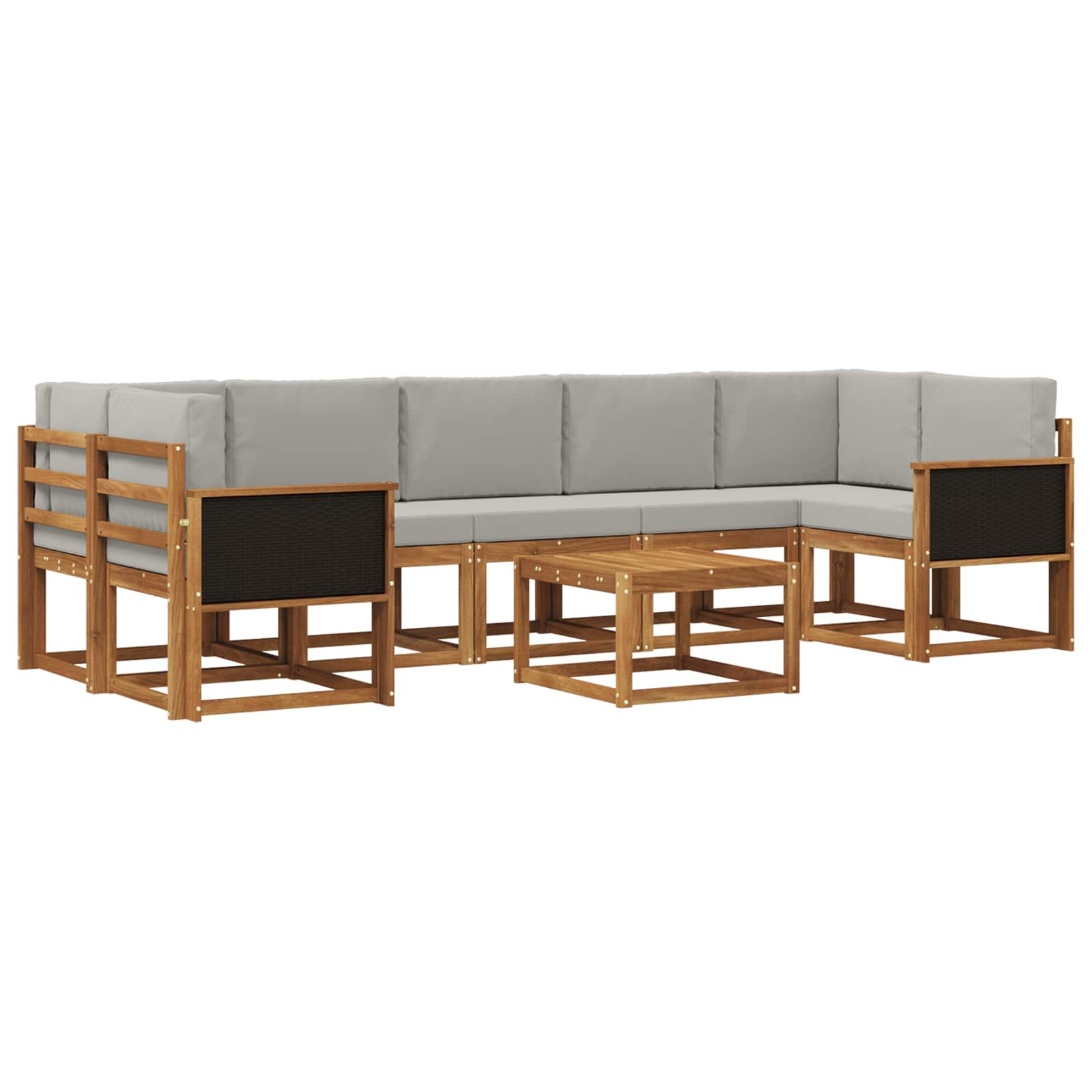 Buiten bankenset met kussen 6 pcs Naturel en lichtgrijs is nu te koop bij PeponiXL, paradijselijk wonen!