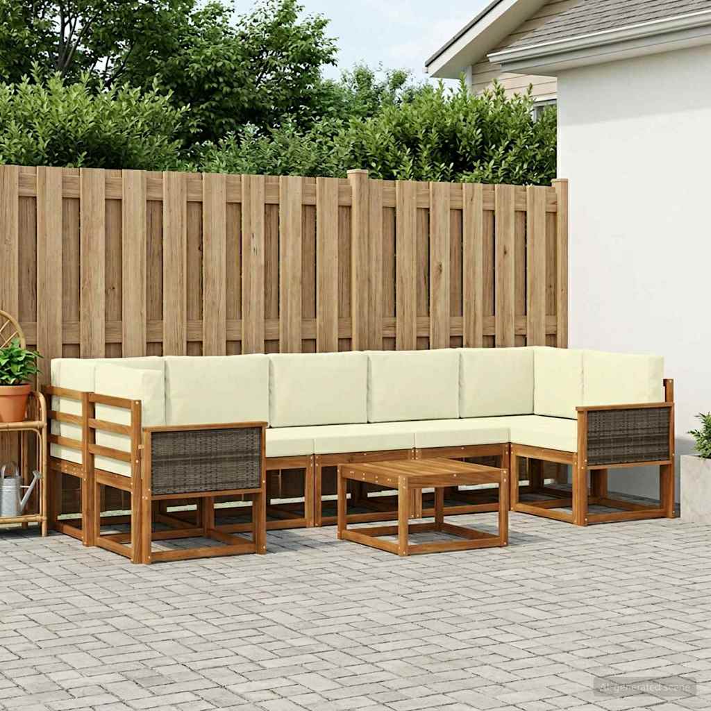 Buiten bankenset met kussen 6 pcs Natuurlijk en Crème is nu te koop bij PeponiXL, paradijselijk wonen!