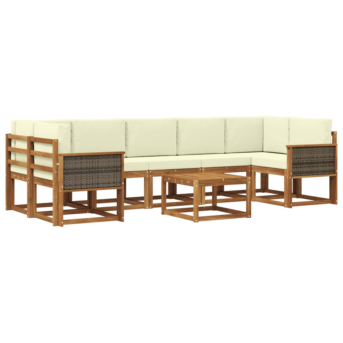 Buiten bankenset met kussen 6 pcs Natuurlijk en Crème is nu te koop bij PeponiXL, paradijselijk wonen!