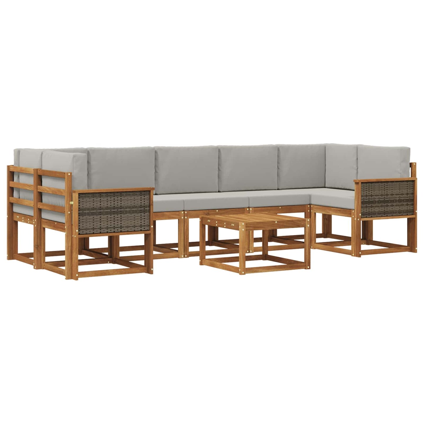 Buiten bankenset met kussen 6 pcs Naturel en lichtgrijs is nu te koop bij PeponiXL, paradijselijk wonen!