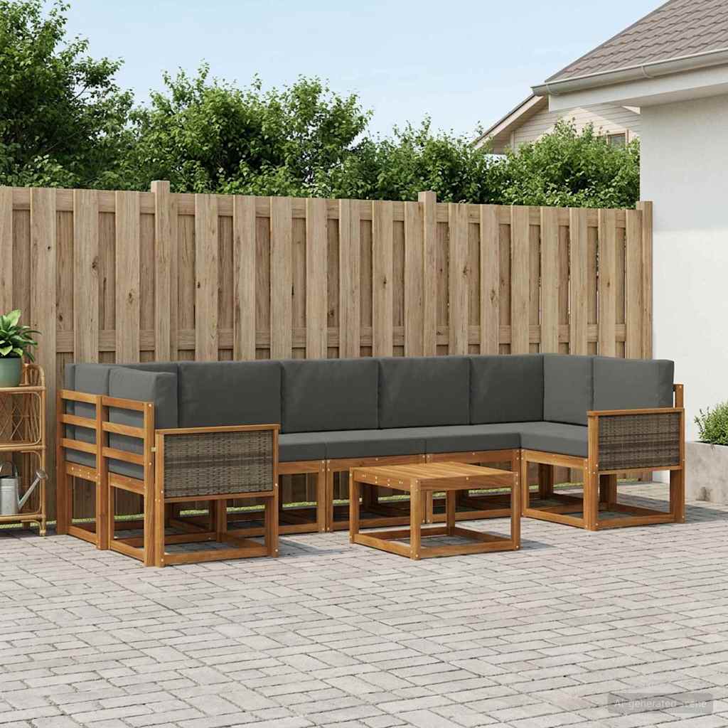 Buiten bankenset met kussen 6 pcs Natuurlijk en Antraciet is nu te koop bij PeponiXL, paradijselijk wonen!