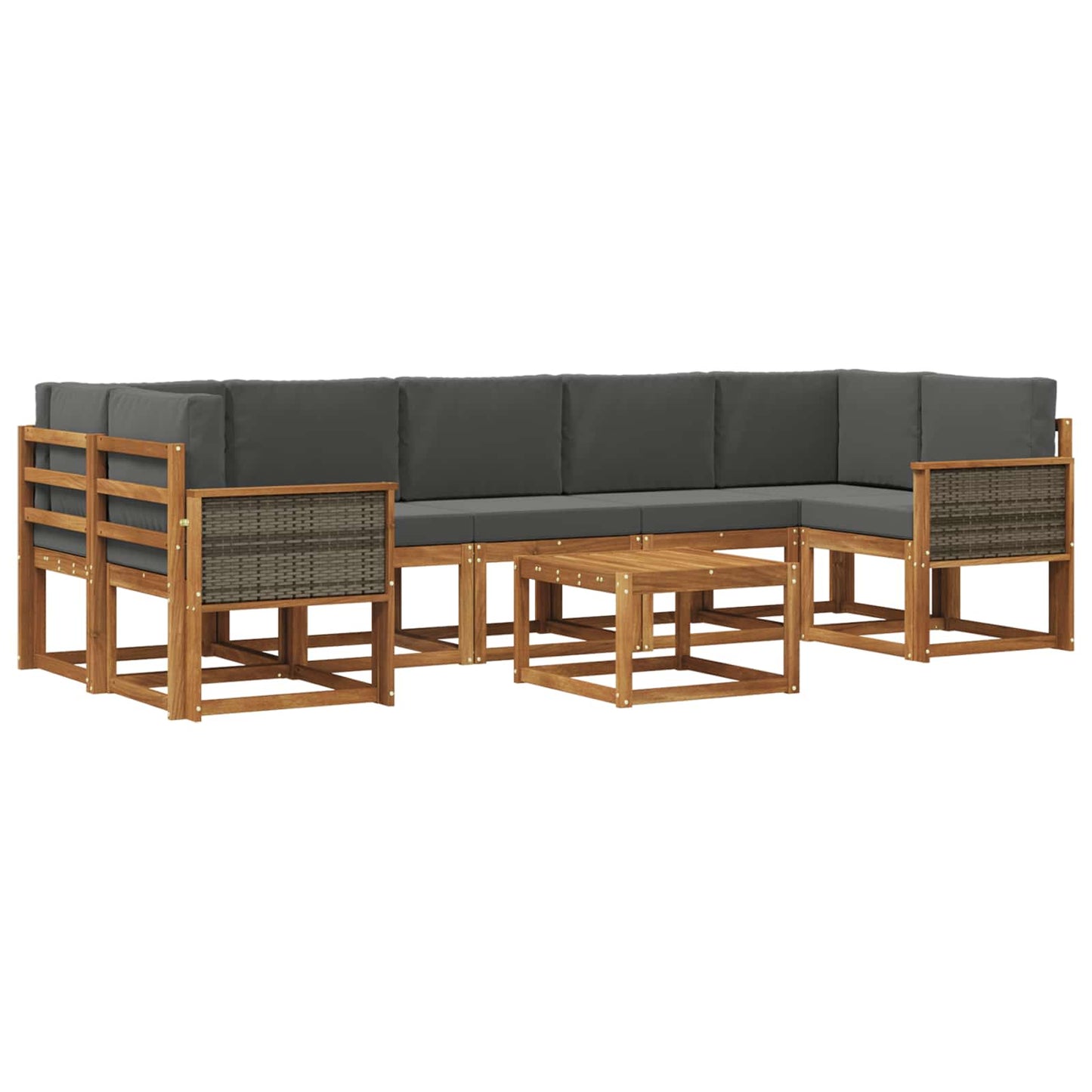 Buiten bankenset met kussen 6 pcs Natuurlijk en Antraciet is nu te koop bij PeponiXL, paradijselijk wonen!