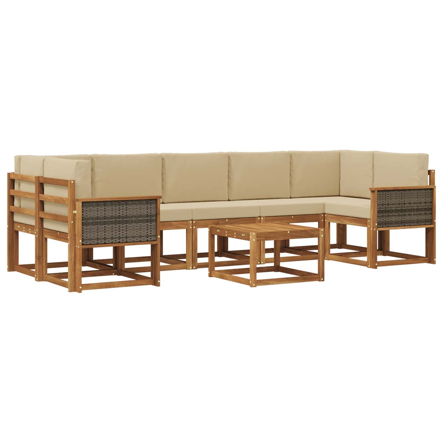 Buiten bankenset 6 pcs Naturel Massief Acaciahout en Polyester is nu te koop bij PeponiXL, paradijselijk wonen!