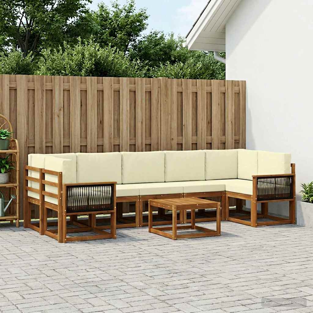 Buiten bankenset met kussen 6 pcs Natuurlijk en Crème is nu te koop bij PeponiXL, paradijselijk wonen!
