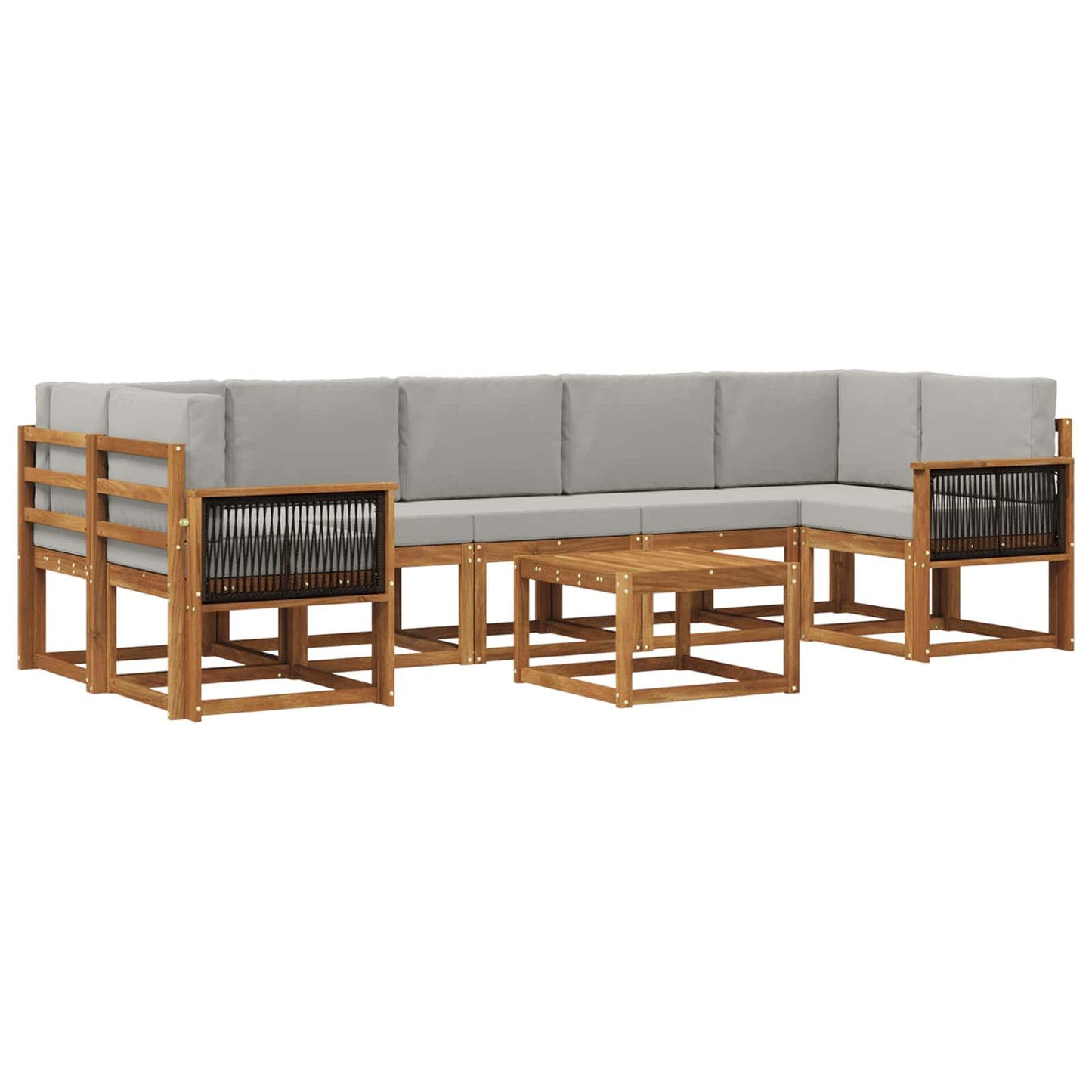 Buiten bankenset met kussen 6 pcs Naturel en lichtgrijs is nu te koop bij PeponiXL, paradijselijk wonen!