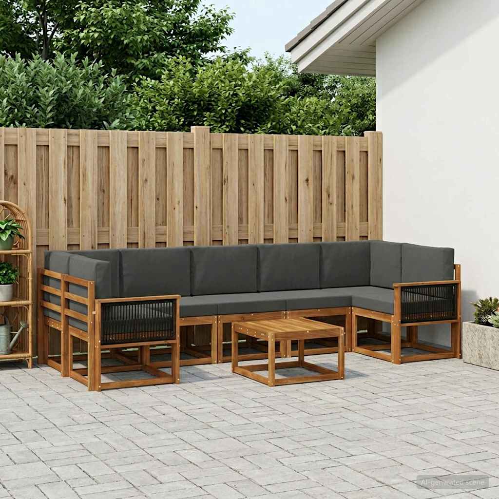 Buiten bankenset met kussen 6 pcs Natuurlijk en Antraciet is nu te koop bij PeponiXL, paradijselijk wonen!