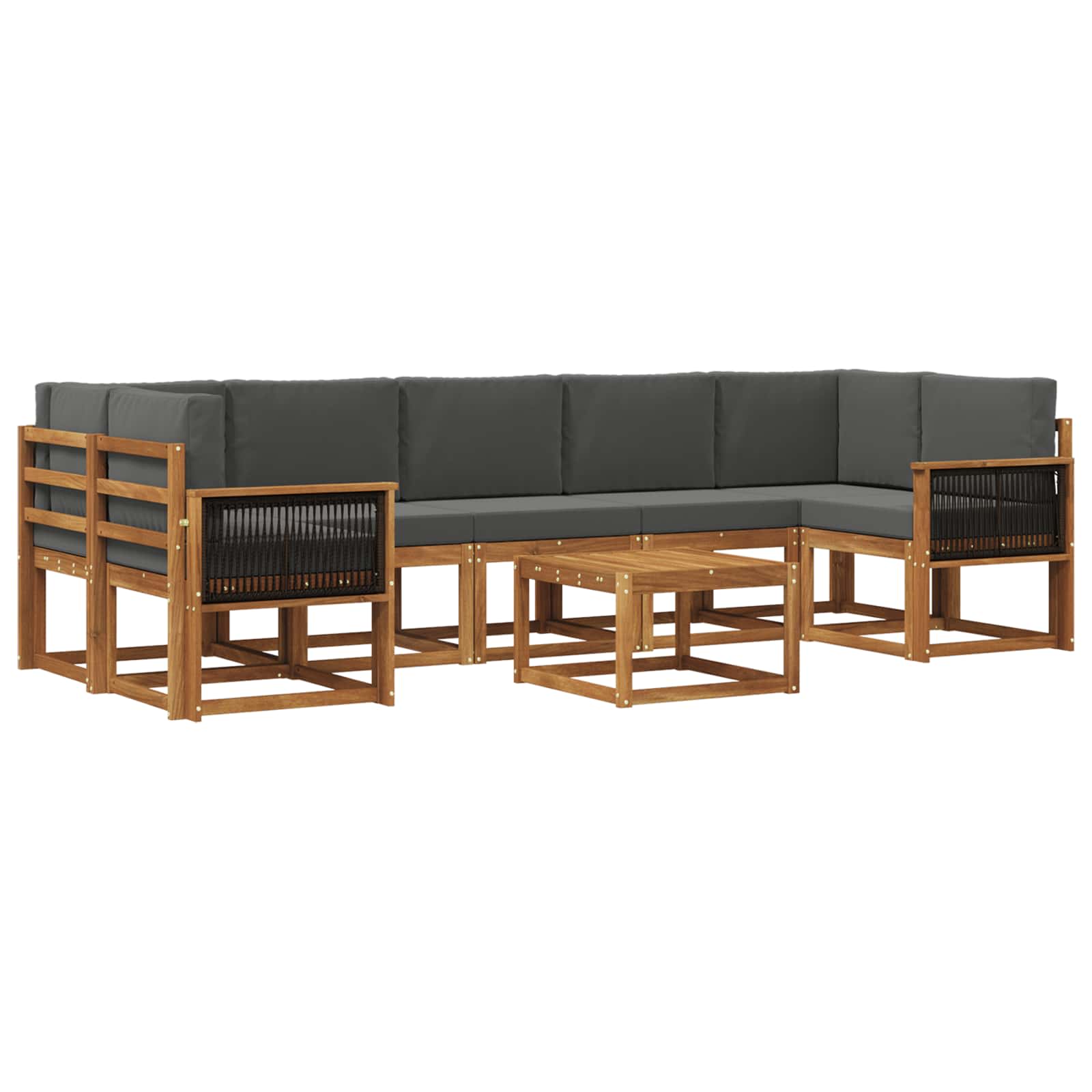 Buiten bankenset met kussen 6 pcs Natuurlijk en Antraciet is nu te koop bij PeponiXL, paradijselijk wonen!
