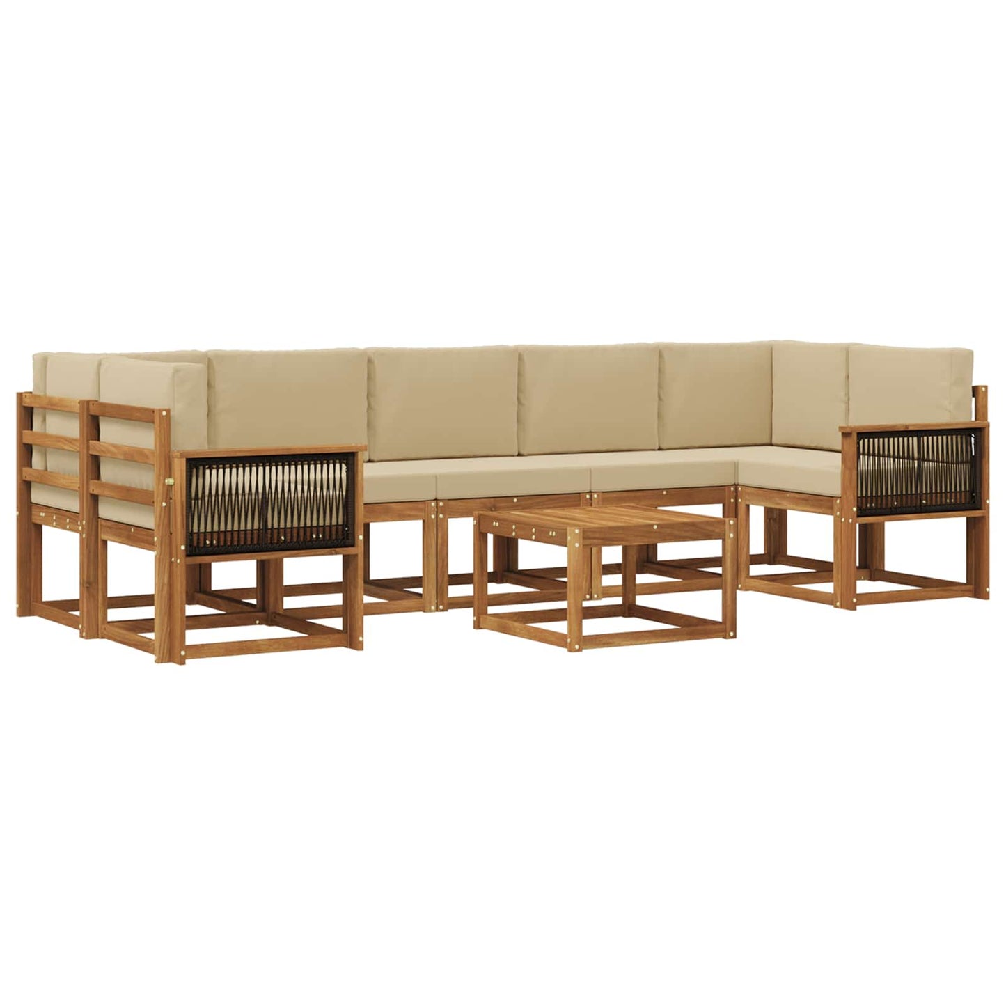 Buiten bankenset 6 pcs Naturel Massief Acaciahout en Polyester is nu te koop bij PeponiXL, paradijselijk wonen!
