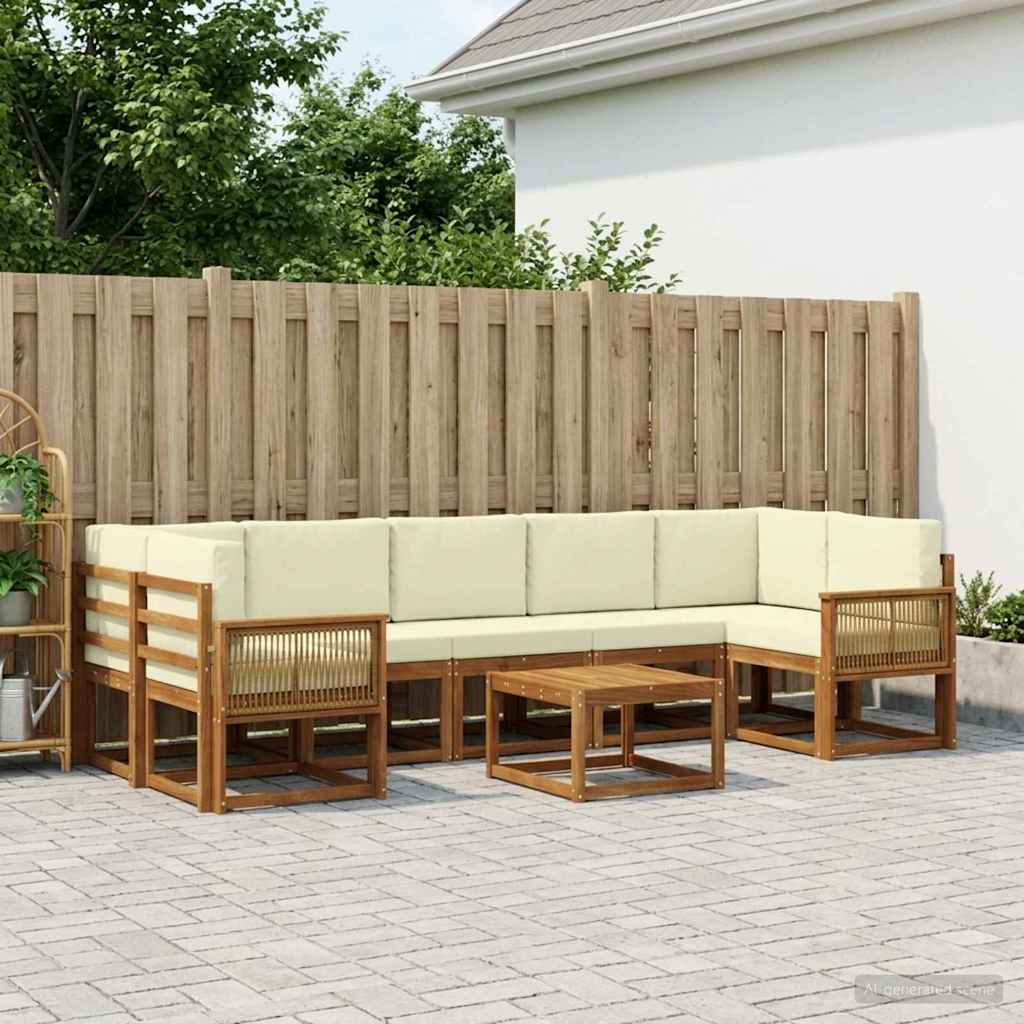 Buiten bankenset met kussen 8 pcs Natuurlijk en Crème Polyester is nu te koop bij PeponiXL, paradijselijk wonen!