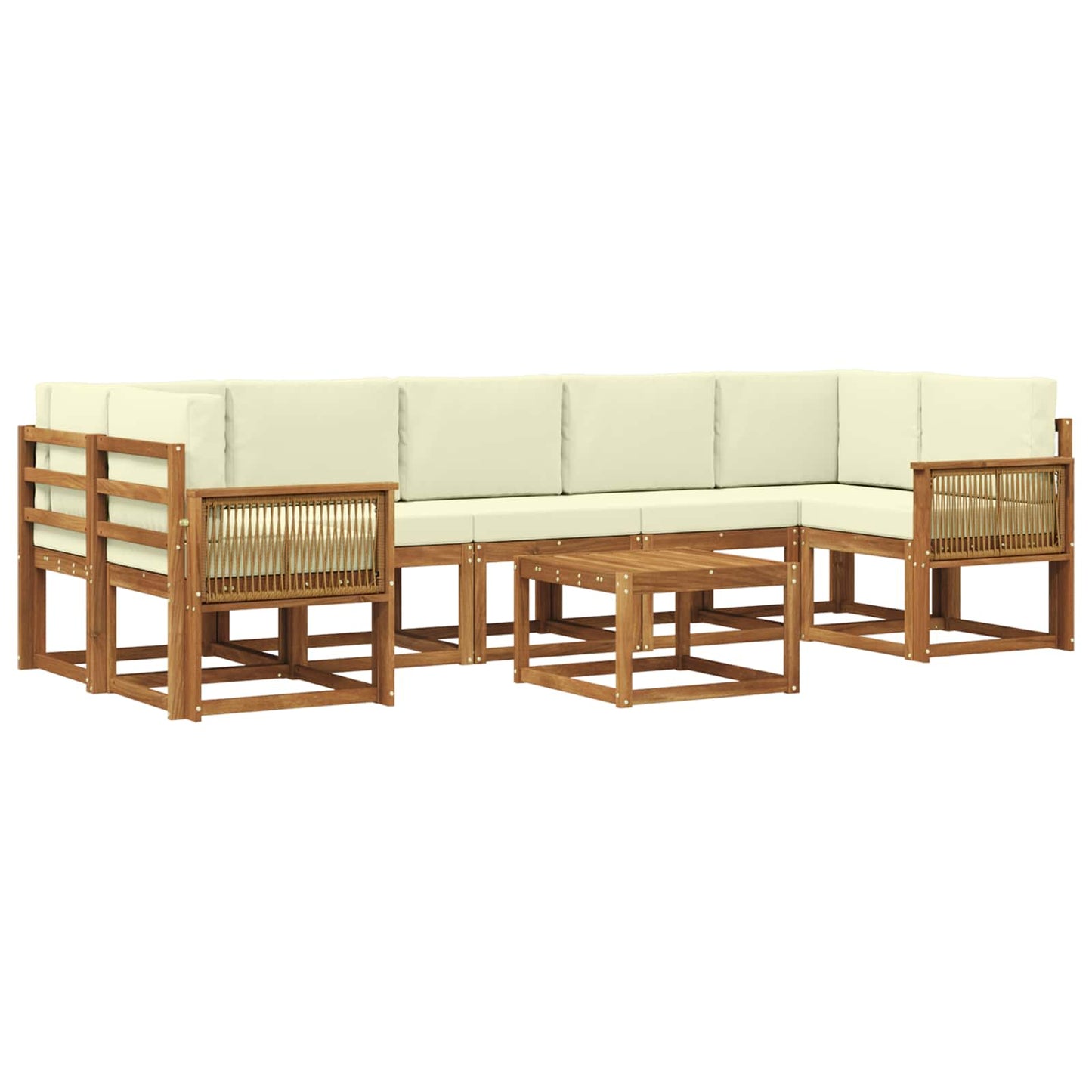 Buiten bankenset met kussen 8 pcs Natuurlijk en Crème Polyester is nu te koop bij PeponiXL, paradijselijk wonen!