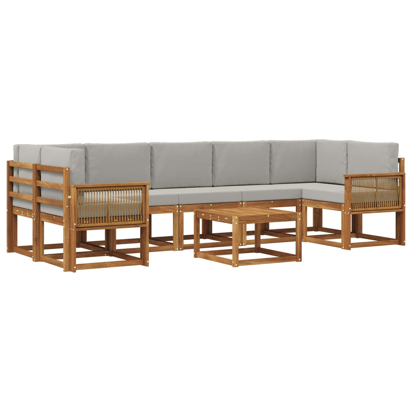 Buiten bankenset 8 pcs Naturel en lichtgrijs Polyester is nu te koop bij PeponiXL, paradijselijk wonen!