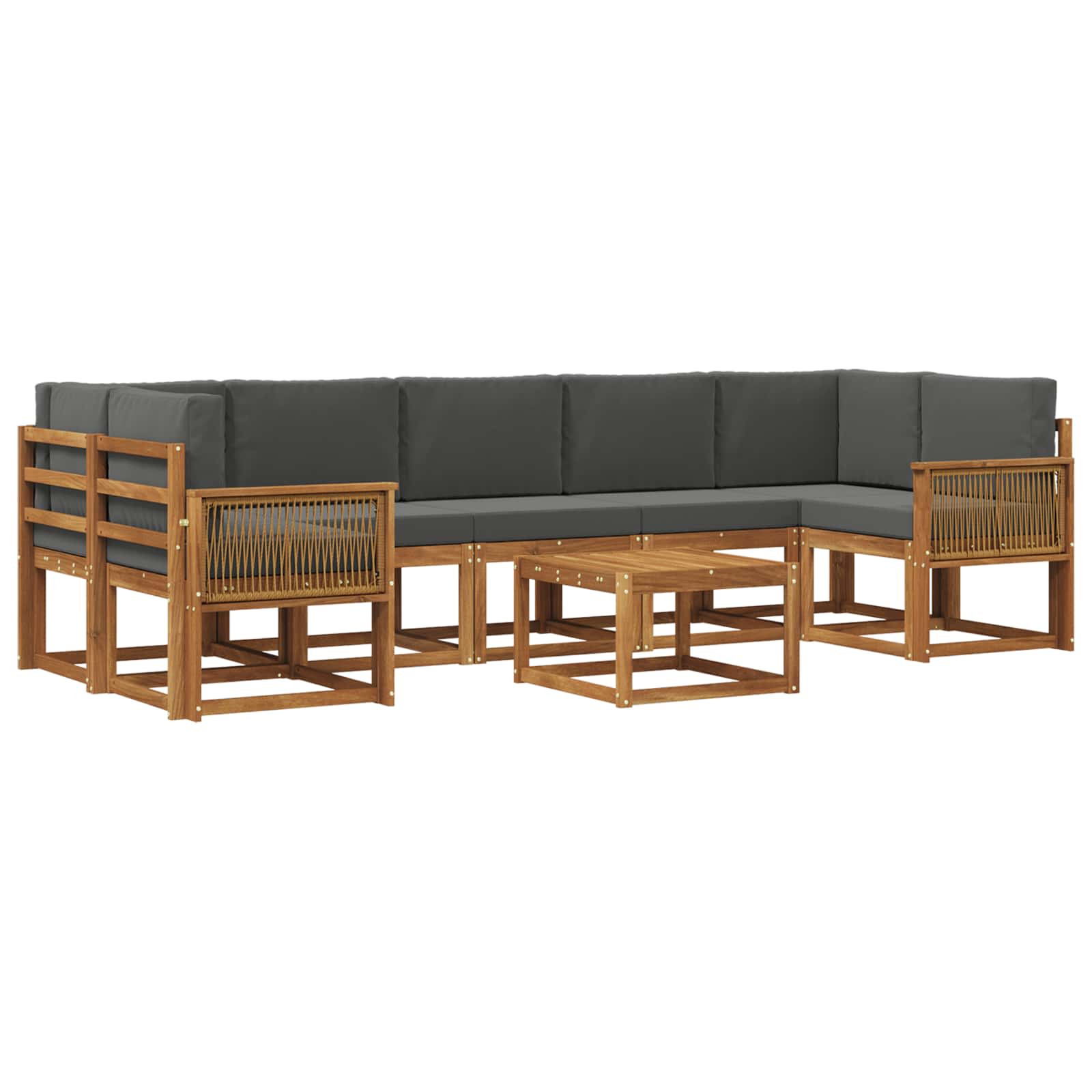 Buiten bankenset 8 pcs Natuurlijk en Antraciet Polyester is nu te koop bij PeponiXL, paradijselijk wonen!