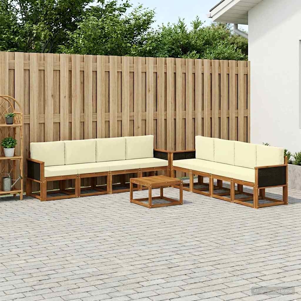 Buiten bankenset met kussen 7 pcs Natuurlijk en Crème is nu te koop bij PeponiXL, paradijselijk wonen!
