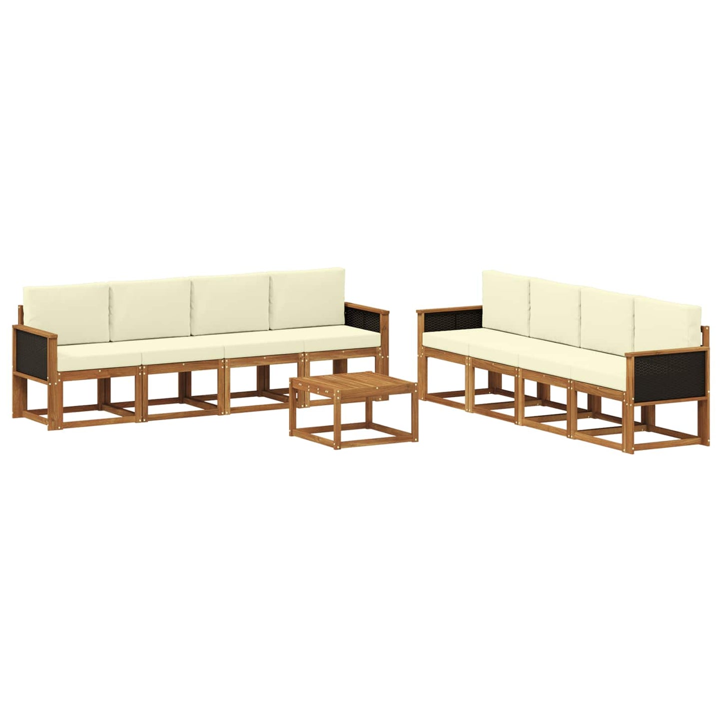 Buiten bankenset met kussen 7 pcs Natuurlijk en Crème is nu te koop bij PeponiXL, paradijselijk wonen!
