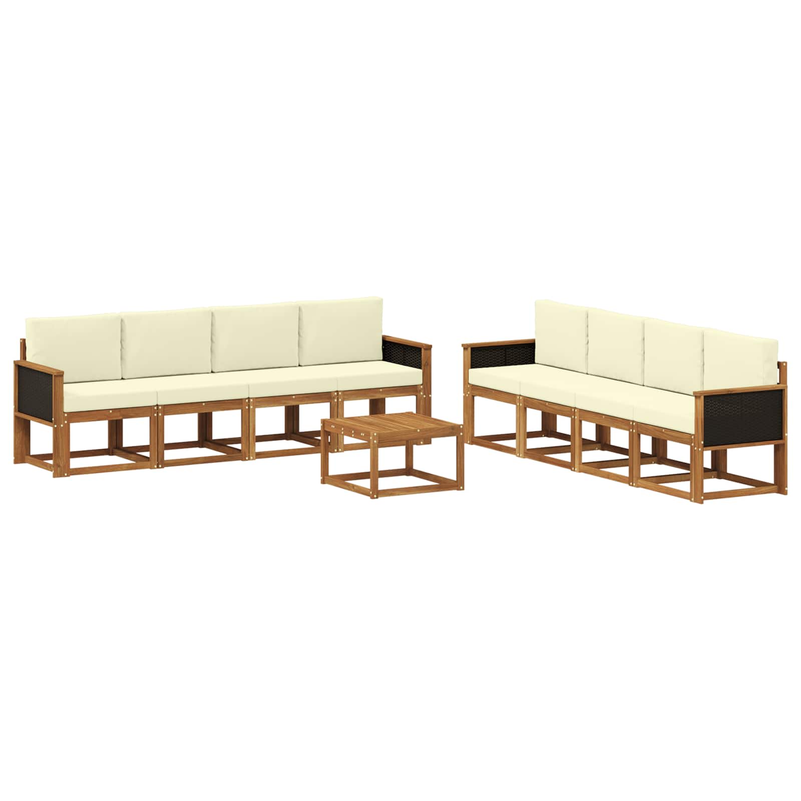Buiten bankenset met kussen 7 pcs Natuurlijk en Crème is nu te koop bij PeponiXL, paradijselijk wonen!