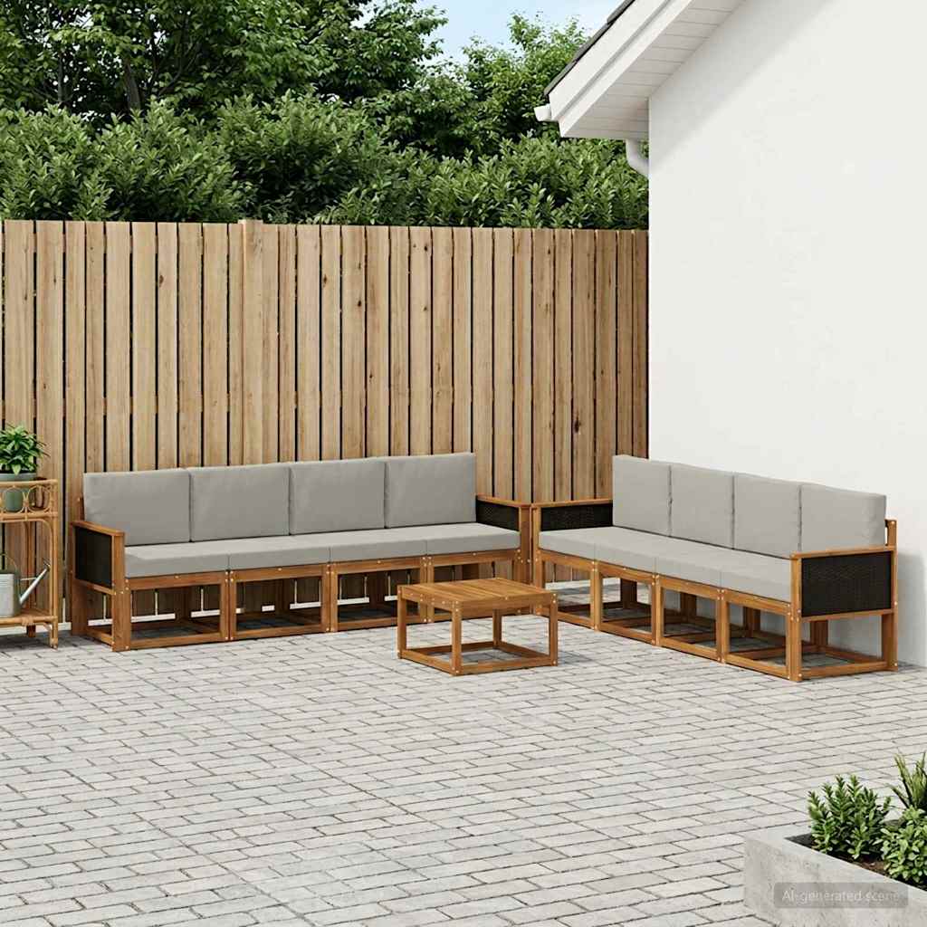 Buiten bankenset met kussen 7 pcs Naturel en lichtgrijs is nu te koop bij PeponiXL, paradijselijk wonen!
