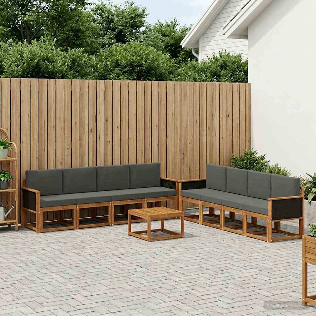 Buiten bankenset met kussen 7 pcs Natuurlijk en Antraciet is nu te koop bij PeponiXL, paradijselijk wonen!