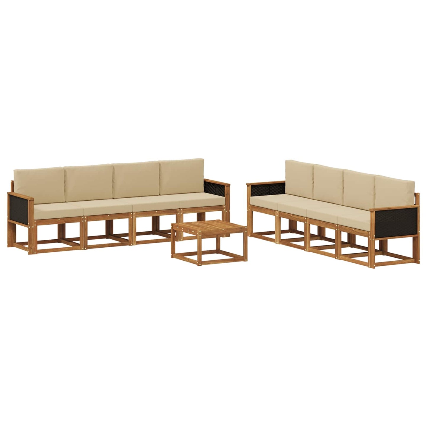 Buiten bankenset 7 pcs Naturel Massief Acaciahout en Polyester is nu te koop bij PeponiXL, paradijselijk wonen!