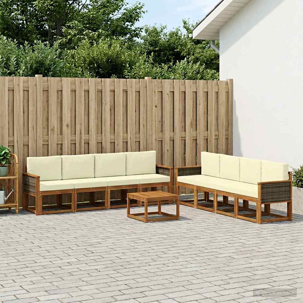 Buiten bankenset met kussen 7 pcs Natuurlijk en Crème is nu te koop bij PeponiXL, paradijselijk wonen!