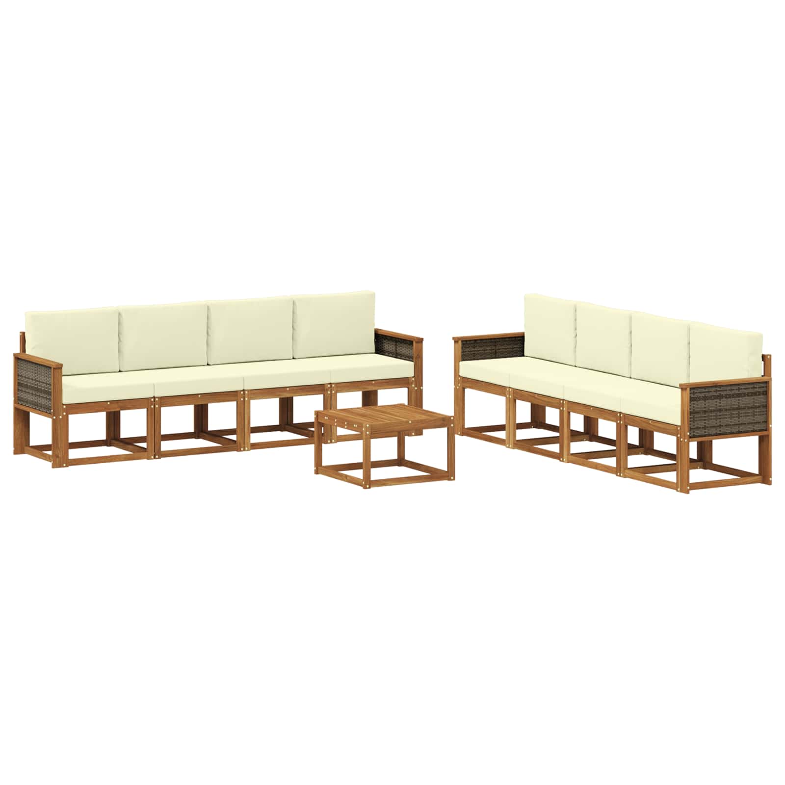 Buiten bankenset met kussen 7 pcs Natuurlijk en Crème is nu te koop bij PeponiXL, paradijselijk wonen!